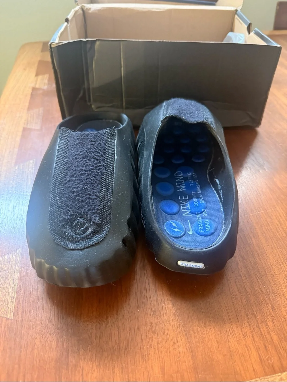 Nike Mind Fragment Black Slip-On Loafers with Blue Insole Accents